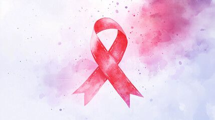 red ribbon watercolor background