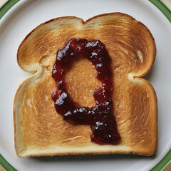 Creative Toast Featuring a Jammed Letter Q Design on a Plate