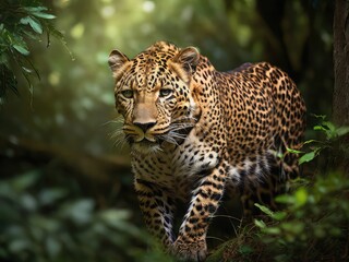 Fototapeta premium leopard on transparent background, leopard in the zoo, portrait of a leopard, leopard on the rock