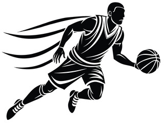 Fototapeta premium Vector sport illustration shows silhouettes of an american football player, a basketball player, and a football player in action