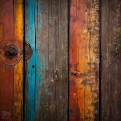 Fototapeta premium Old, grungy, colorful wood background