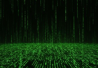 Green Digital Rain Background Animation for Technology and Coding Concepts