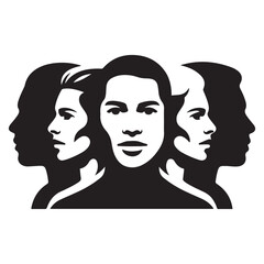 Vector Black silhouettes visages set. with white background