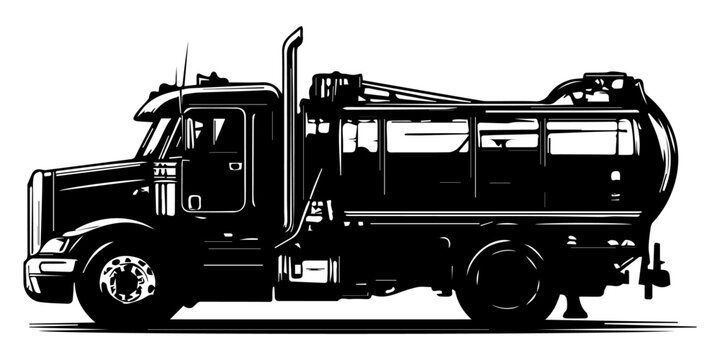 black and white tanker truck side view clip art preview