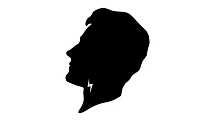 Sore throat symbol, black isolated silhouette