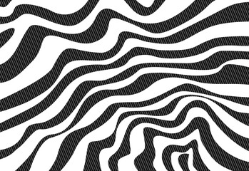Abstract horizontal background with black and white color waves. Trendy vector illustration.