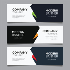 Set of modern business banners with curvy shape