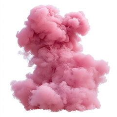 Fototapeta premium Pink smoke plume abstract art soft texture isolated on white background Dreamy pastel colors