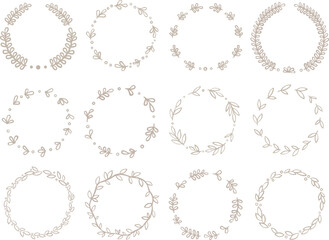 hand draw Leaf wreath illustration for decoration on nature, healthy, tea drinks and organic ilfe style concept.