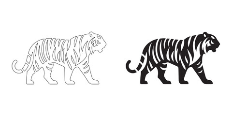 Strong tiger silhouette in sleek vector style – ideal for logos and nature-inspired projects – tiger icon – tiger illustration – tiger lineart

