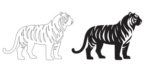 Unique tiger silhouette designed in professional vector art – perfect for creative and wildlife projects – tiger icon – tiger illustration – tiger lineart

