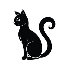 cat tail curled vector silhouette