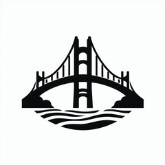 Obraz premium Bridge Silhouette Over Water Graphic suitable for digital content