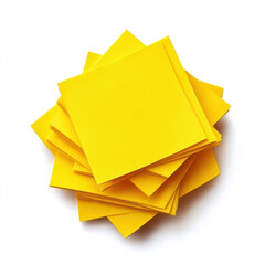 Vibrant stack of bright yellow sticky notes on a clean white background for brainstorming and reminders