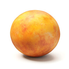 Obraz premium A ripe peach with velvety skin and bright yellow orange color, isolated white background, hyperrealism art style