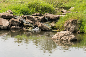 water flowing over rocks