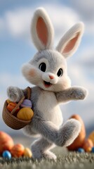 Cute bunny carrying Easter eggs (1)
