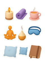 3d wellness icons set: peaceful symbols for relaxation and self-care