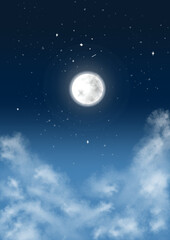 night sky with moon and cloud