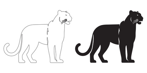 Elegant panther silhouette with clean vector lines – perfect for creative designs and branding – panther icon – panther illustration – panther lineart

