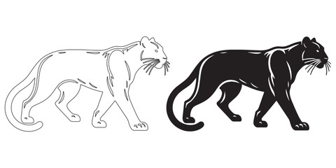 Bold panther silhouette in sleek vector design – panther vector – panther illustration – panther lineart – panther icon – panther line art

