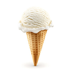 A smooth and creamy scoop of vanilla ice cream with visible texture, isolated white background, hyperrealism art style