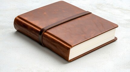 Brown Leather Journal on Gray Surface