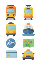 3d transport icons set: modern collection for digital projects