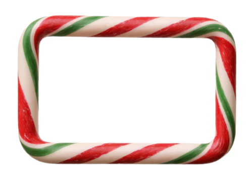 Candy Cane Frame, Red Green White Stripes, Rounded Corners, transparent background