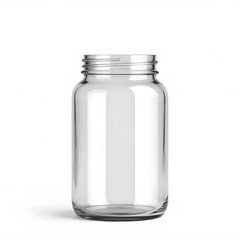 Empty transparent glass jar with cylindrical shape mockup