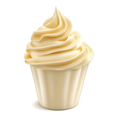 A smooth creamy yogurt with a fresh swirl, isolated white background, hyperrealism art style