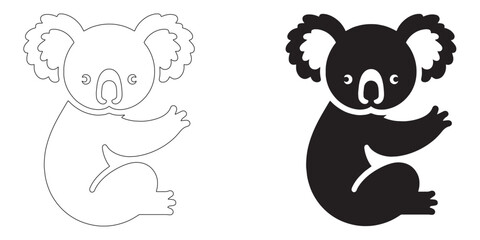 Minimalist koala silhouette illustration with clean edges – vector-based animal design for any use – koala icon – koala illustration – koala lineart

