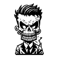 Grim Business: Skull in Suit Isolated Illustration