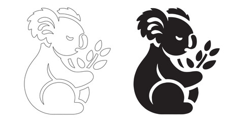 Koala silhouette illustration with elegant minimalism – vector art ideal for eco-friendly branding – koala icon – koala illustration – koala lineart   © Naseem