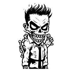 Zombie Business Dude Illustration Monochrome Style