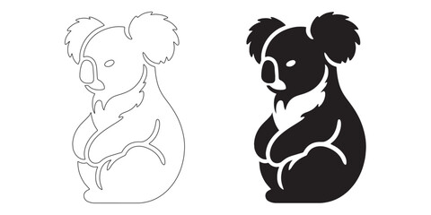 Adorable koala silhouette in minimalist vector art – koala vector – koala illustration – koala lineart – koala icon – koala line art

