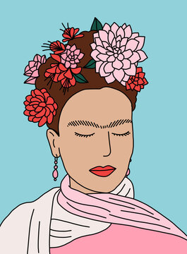 Woman Floral Portrait Illustration