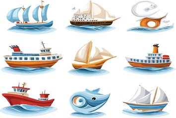 set of shipping objects