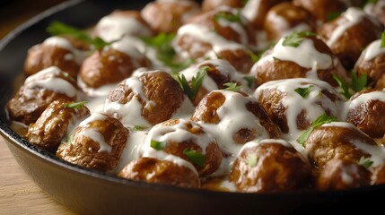 Creamy Mushroom Dish Cooked in a Pan