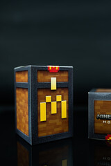 Fototapeta premium Bangkok, Thailand - April 6, 2025 : Blind box toy from McDonald's collaboration with Minecraft movie limited edition.
