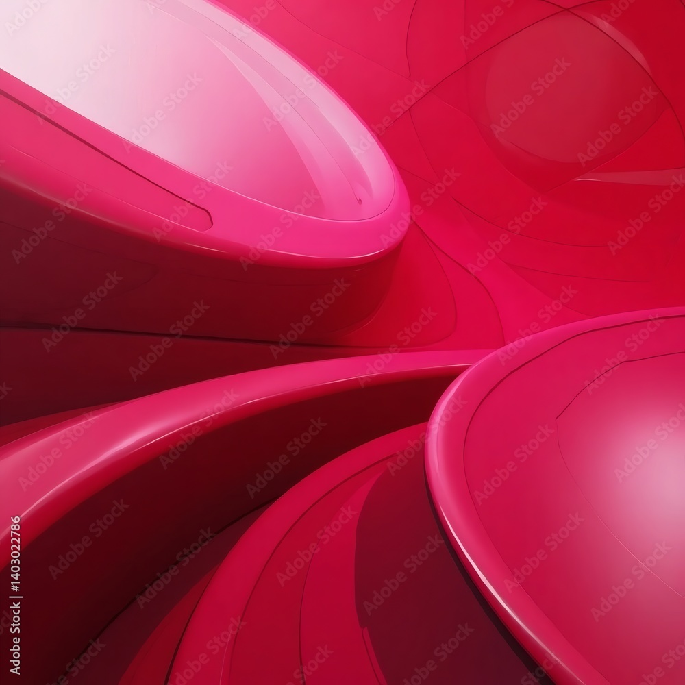 Poster abstract pink glossy shapes with smooth curves and a modern design. the overall aesthetic is sleek a