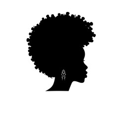 Outline of afro lady on white background