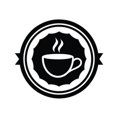 coffee shop logo with cup and steam icon 