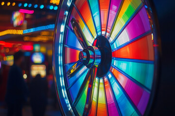 Vibrant spinning wheel of chance exciting game night