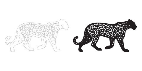Leopard silhouette icon with modern line art style – perfect for minimalist wildlife visuals – leopard vector – leopard illustration – leopard icon – leopard lineart


