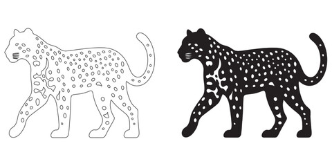 Crisp leopard silhouette in elegant vector artwork – suitable for logos and merchandise – leopard vector – leopard illustration – leopard icon – leopard lineart

