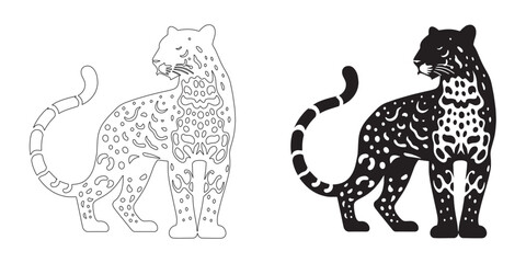 Sleek leopard silhouette in minimalist vector form – perfect for nature-inspired branding – leopard vector – leopard illustration – leopard icon – leopard lineart

