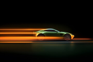 Futuristic Green Sports Car in Motion