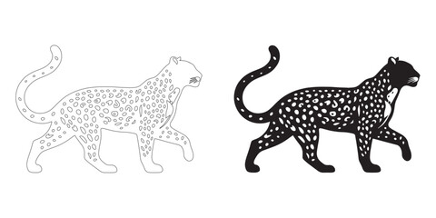 Stylized leopard silhouette in minimalist vector format – perfect for animal-themed projects – leopard vector – leopard illustration – leopard icon – leopard line art

