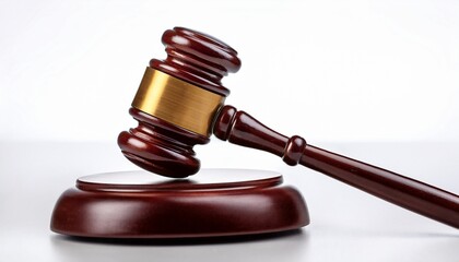 Obraz premium Close Up Of Gavel Against White Background